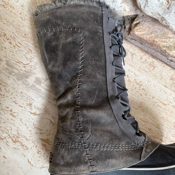 Sorel Cate the Great women’s lace up faux fur boots winter wear cozy outdoors - Picture 10 of 16